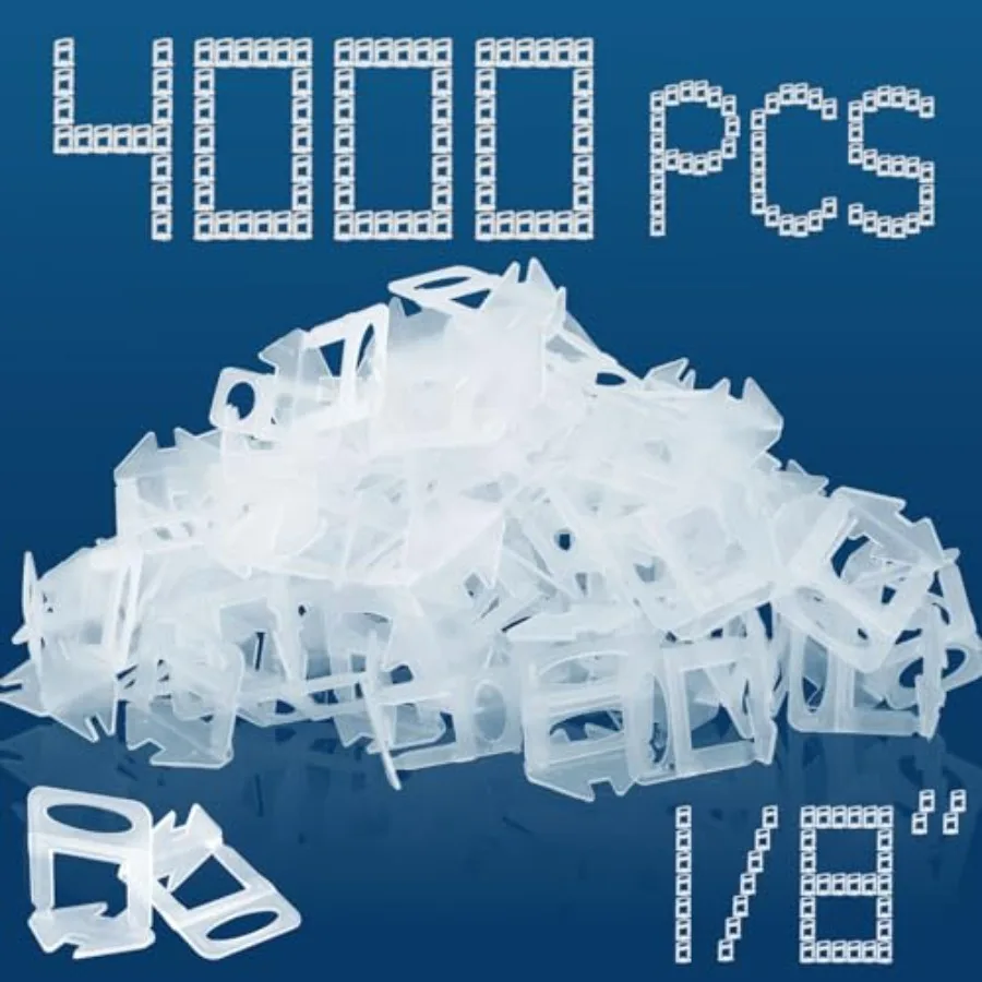 

1/8" Tile Leveling Clips 4000 PCS Tile Leveling System Kit Tile Spacers, Prevent Tile lippage, Professional Ceramic Tile and St