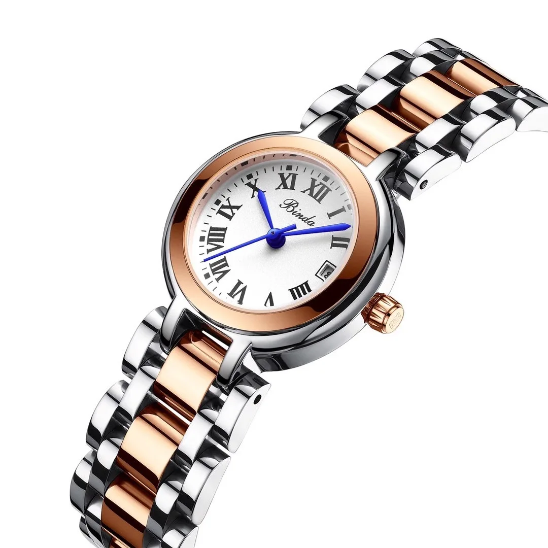 ساعة بيندا كوارتز كلاسيكية أنيقة للنساء مقاس 32 ملم مع سوار ومشبك من الفولاذ المقاوم للصدأ