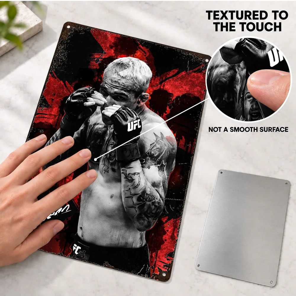 Charles Oliveira MMA Fighter Textured Metal Poster Personalized Aluminum Sign Selective Color Photography Wall Art For Game Room