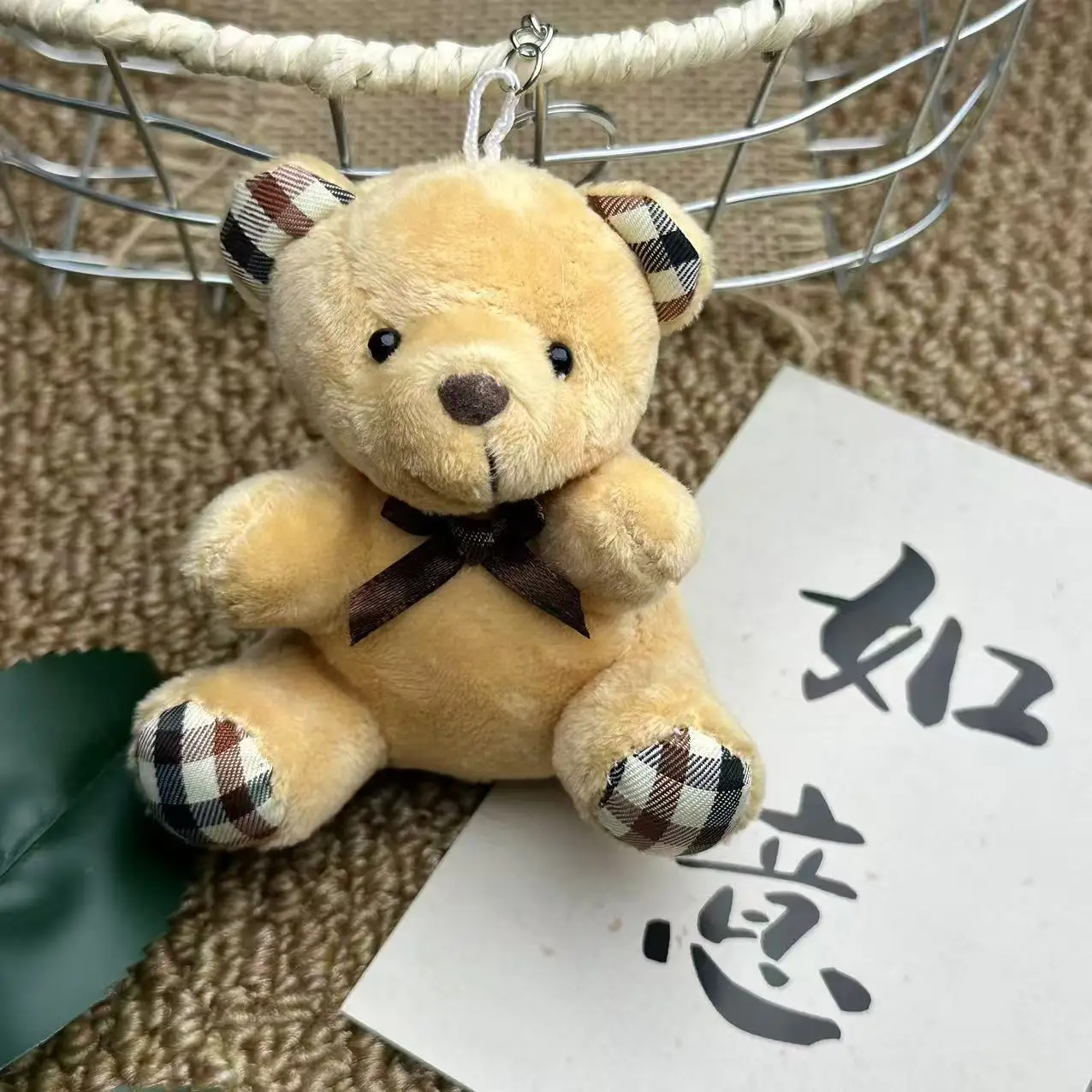 1Pcs 9cm Sitting Teddy Bear Plush Keychain Cute Cartoon Design Animal Pendant Soft Stuffed Doll Toy for Girls Birthday Gift