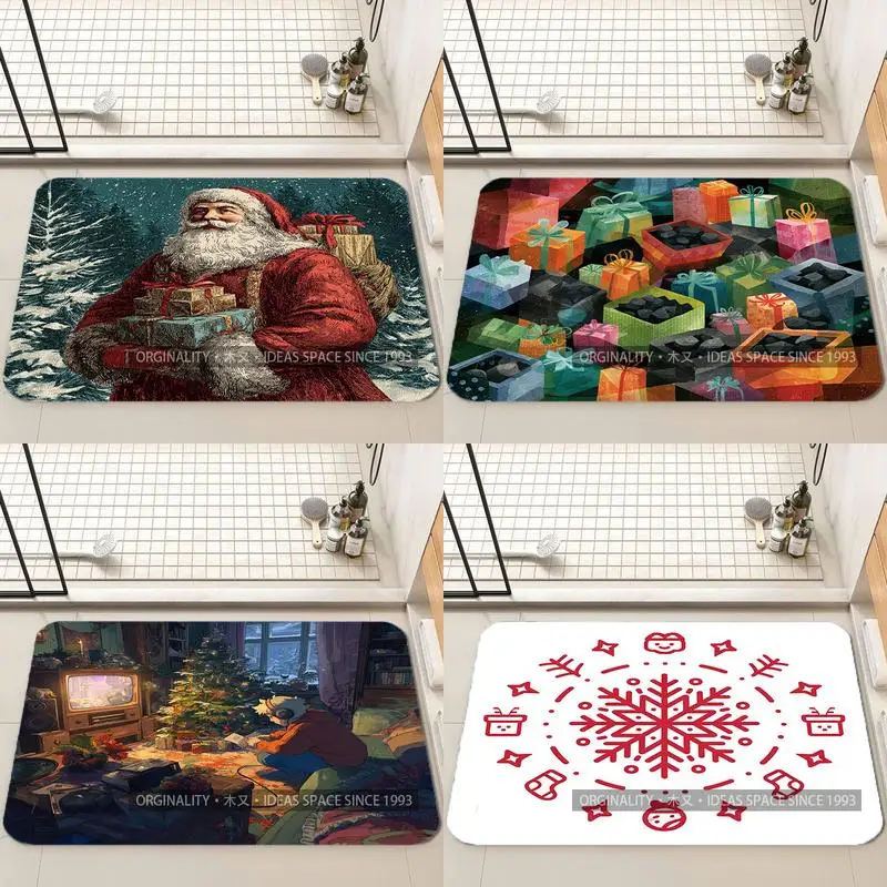 

Коврик с рождественским узором, украшение для гостиной, домашний диван, нескользящий ковер, кабинет, спальня, татами, детский мягкий напольный коврик