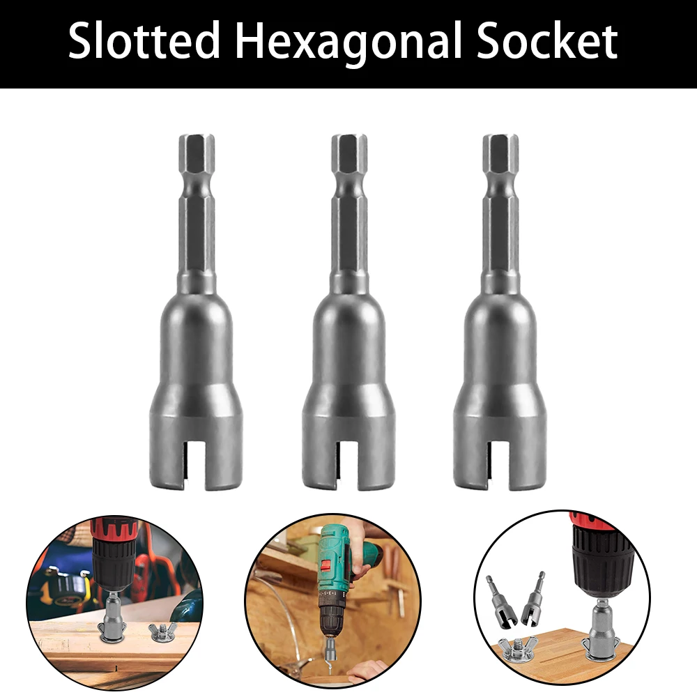 Natural Slotted Butterfly Hole Socket Wrench Hexagonal Handle Electric Screwdriver Butterfly Nut Socket Tool For Various Screws