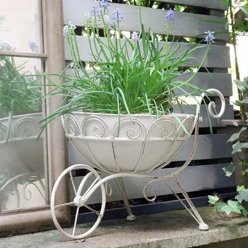 DSA flower pot outdoor wrought iron courtyard trolley decoration garden outdoor terrace balcony flower stand creative decoration