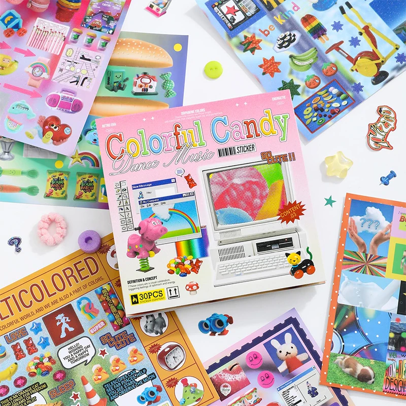 

30pcs Retro-Future Sticker Book - Time-Space Collage Journal Material, Creative Theme Decor, Vintage Modern Stationery