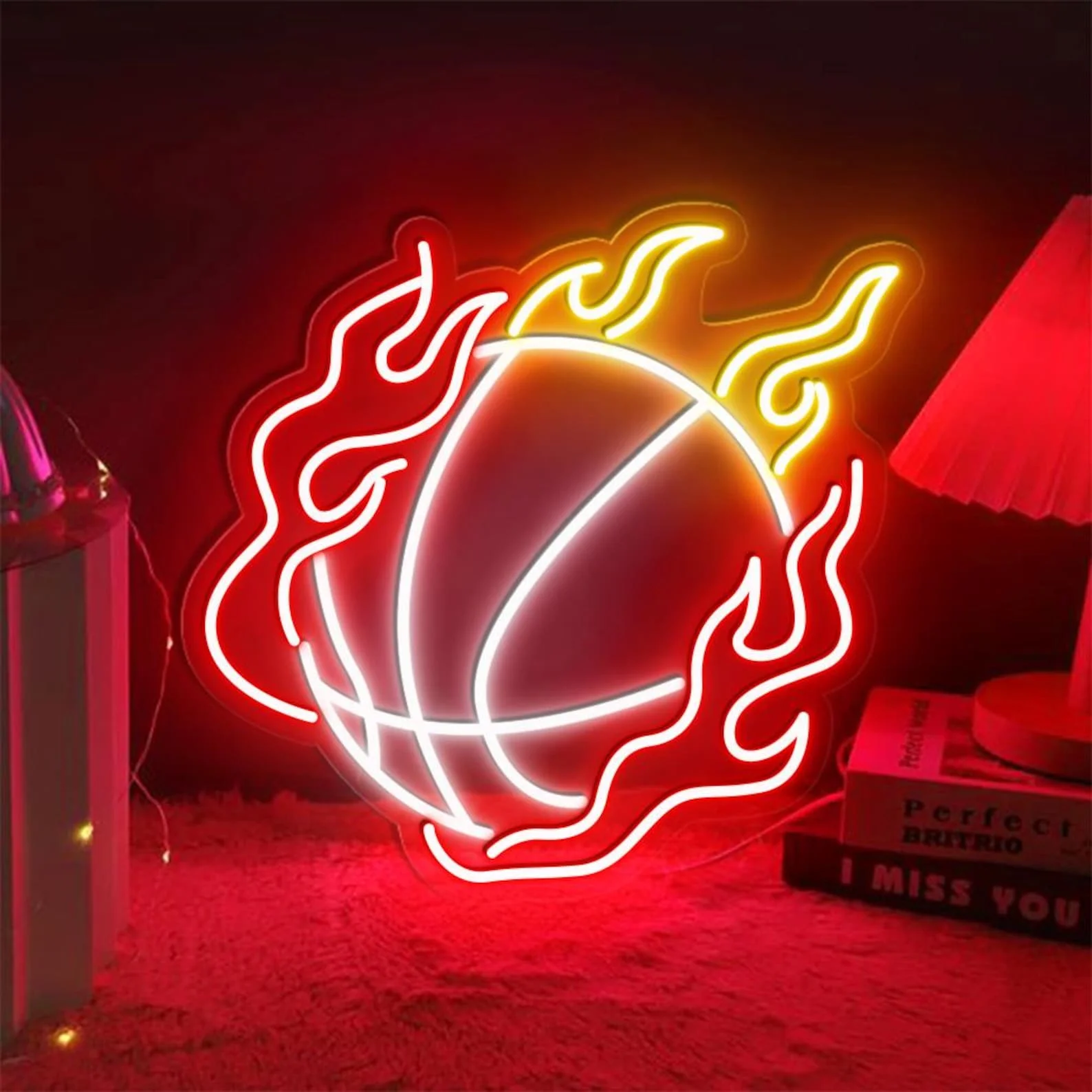 

Basketball Neon Sign Wall Aesthetics Decor Fire Burning Basketball SignBusiness Shop Sport Wall Hanging