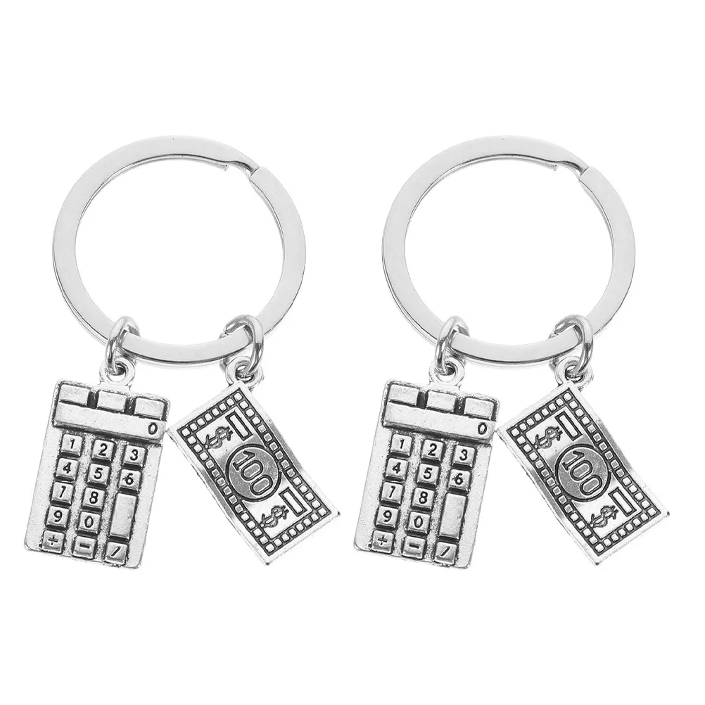 2Pcs Calculator-Themed Keychain Graduation Present for Accountants Financial Analysts Bookkeepers Professionals