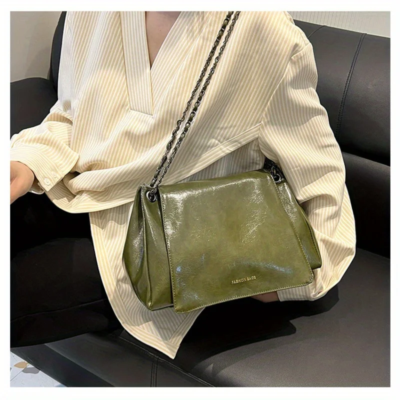 1PC borsa retrò da donna di grande capacità alla moda autunno e inverno tinta unita borsa a tracolla singola classe pendolarismo tot