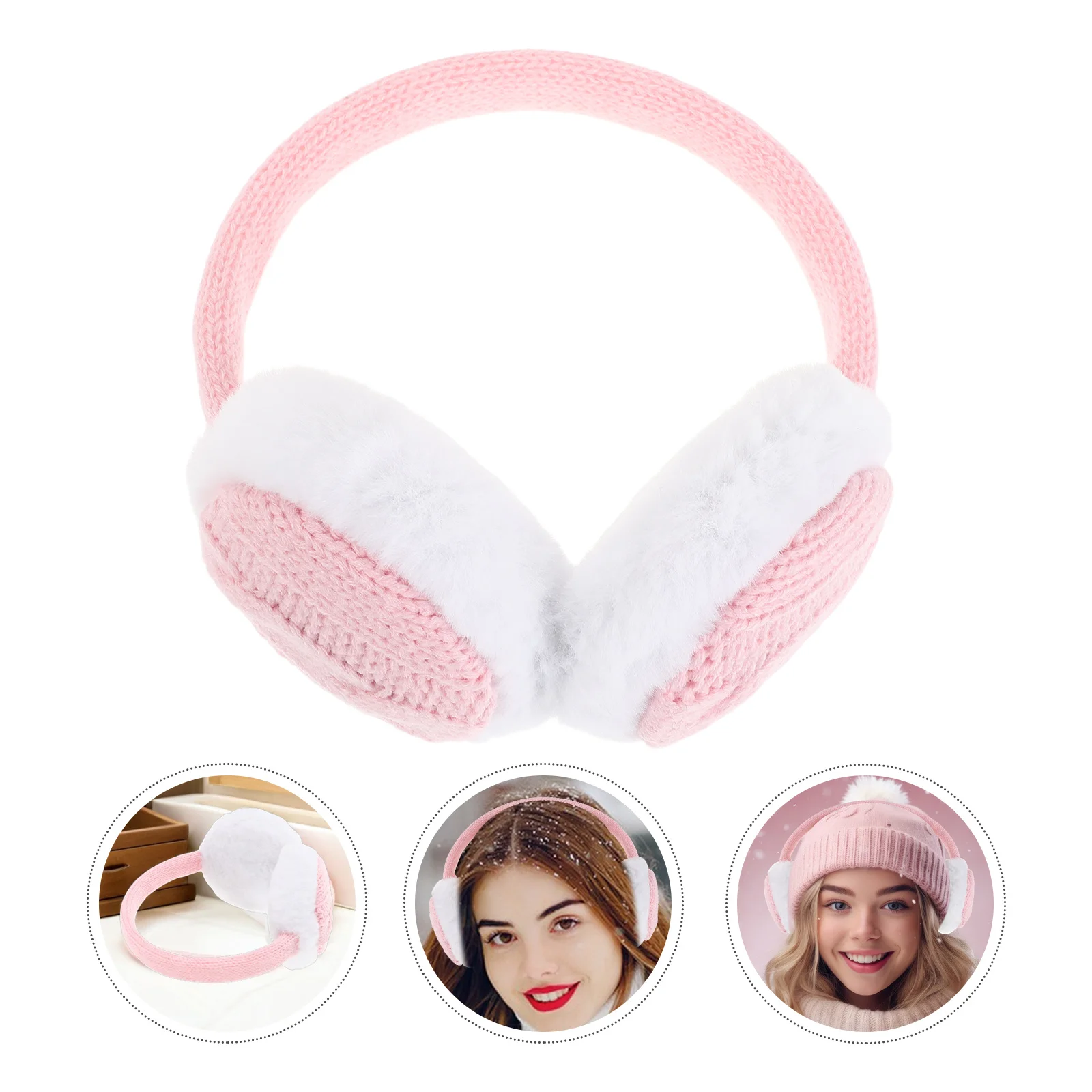 يفشل الأذن الدافئة للنساء أغطية الأذن الشتوية الناعمة مريحة فروي الداخلية خفيفة الوزن عقال الطقس البارد غطاء للأذنين لطيف الوردي #1