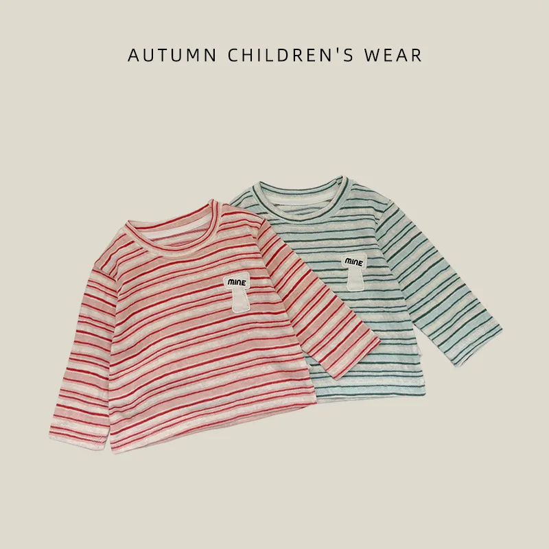 Boys T-shirt  Spring And Autumn New Children's Clothing Korean Style Boys And Girls Skin-friendly Breathable Striped T-shirt