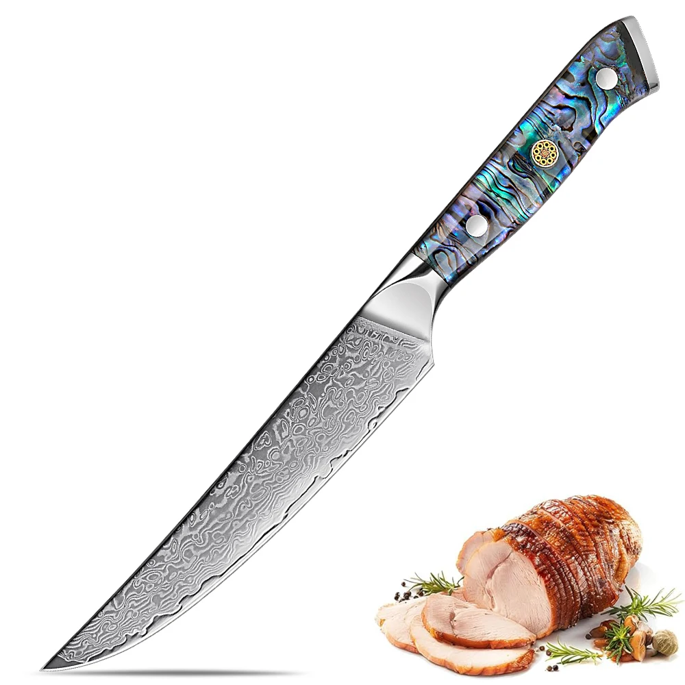 

Japanese Damascus Steel Steak Western Knife Utility Fruit knife Kitchen Chef Knife Acrylic Abalone Handle Home Cooking Cut Meats