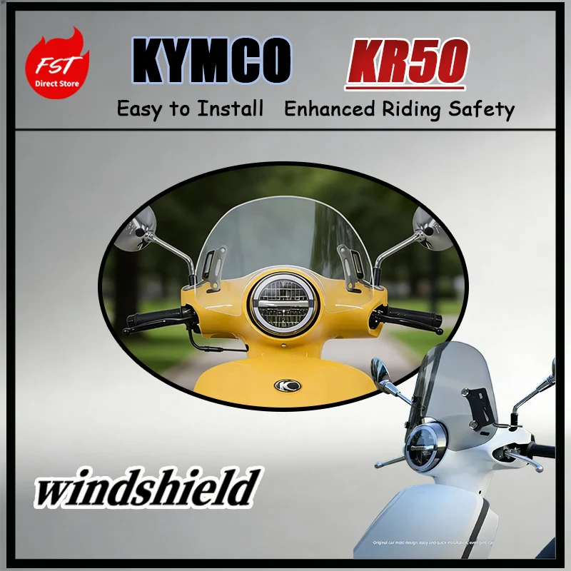 

FOR Modified Upgrade Front Windshield for KYMCO KR50, High Clarity Polycarbonate, Shatterproof Durable Scooter Accessories