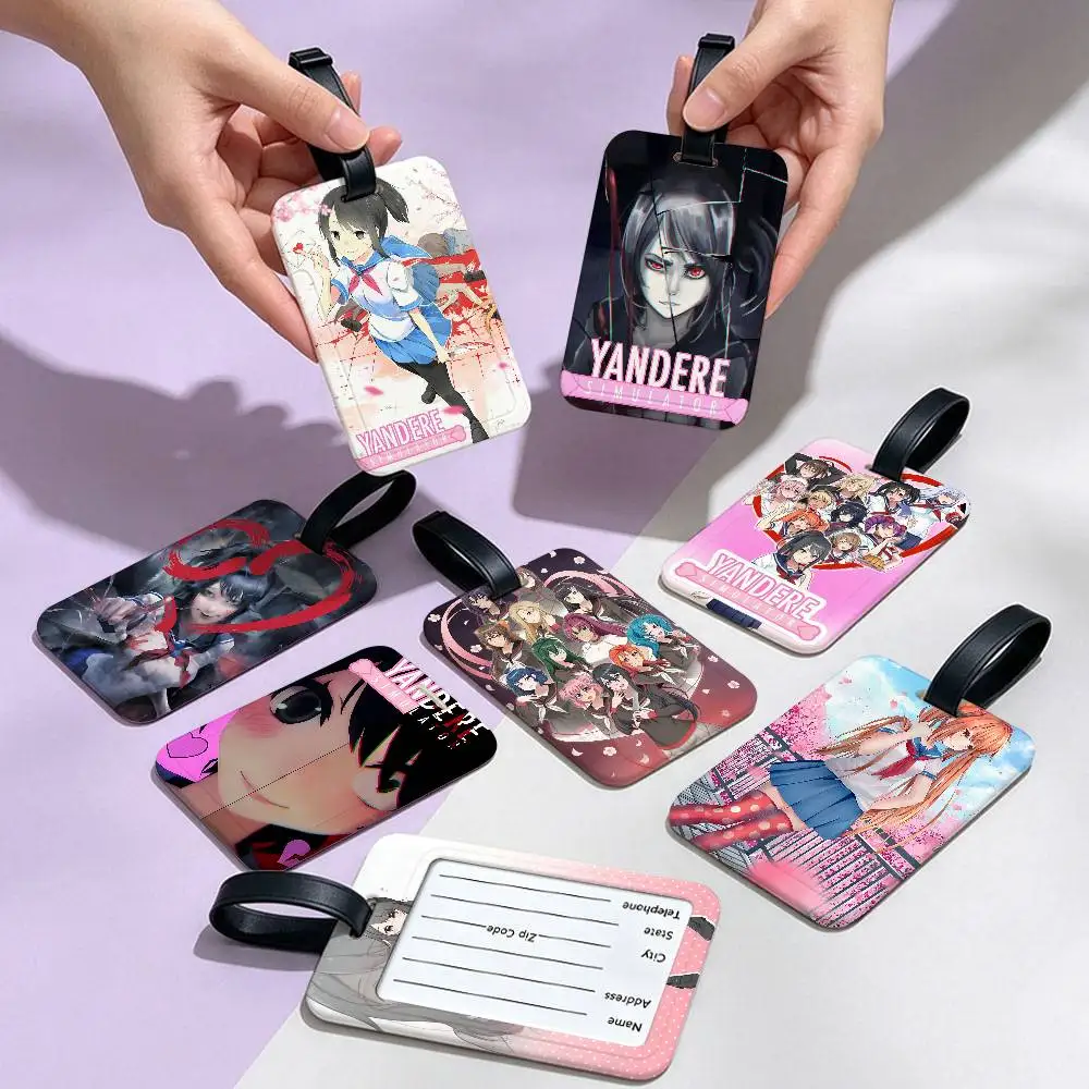 Video Game Y-Yandere Simulator Universal PVC Luggage Tag Anti lost With Information Card Suitcase Backpack Identification Label