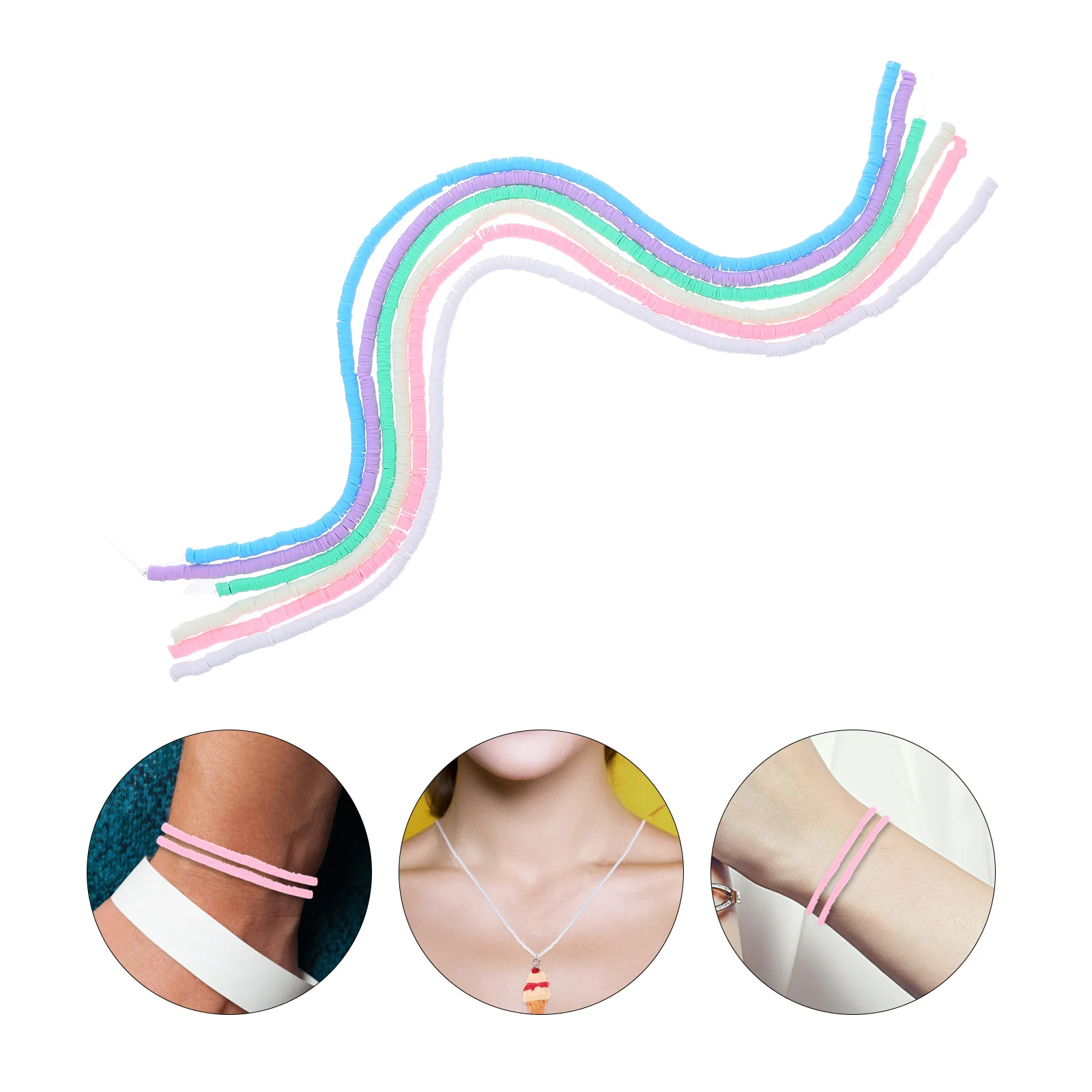 

6 Strings Colorful Polymer Clay Beads For Diy Jewelry Making Handcraft Kit Bracelet Necklace Craft Projects Spacer Beads