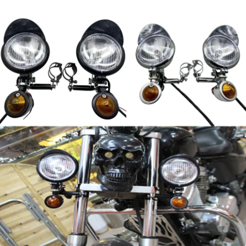 Motorcycle Turn Signal Light Front Fog Driving Spot Lamp With Turn Signal Auxiliary Drive Lamp For Honda Yamaha Cafe Racer