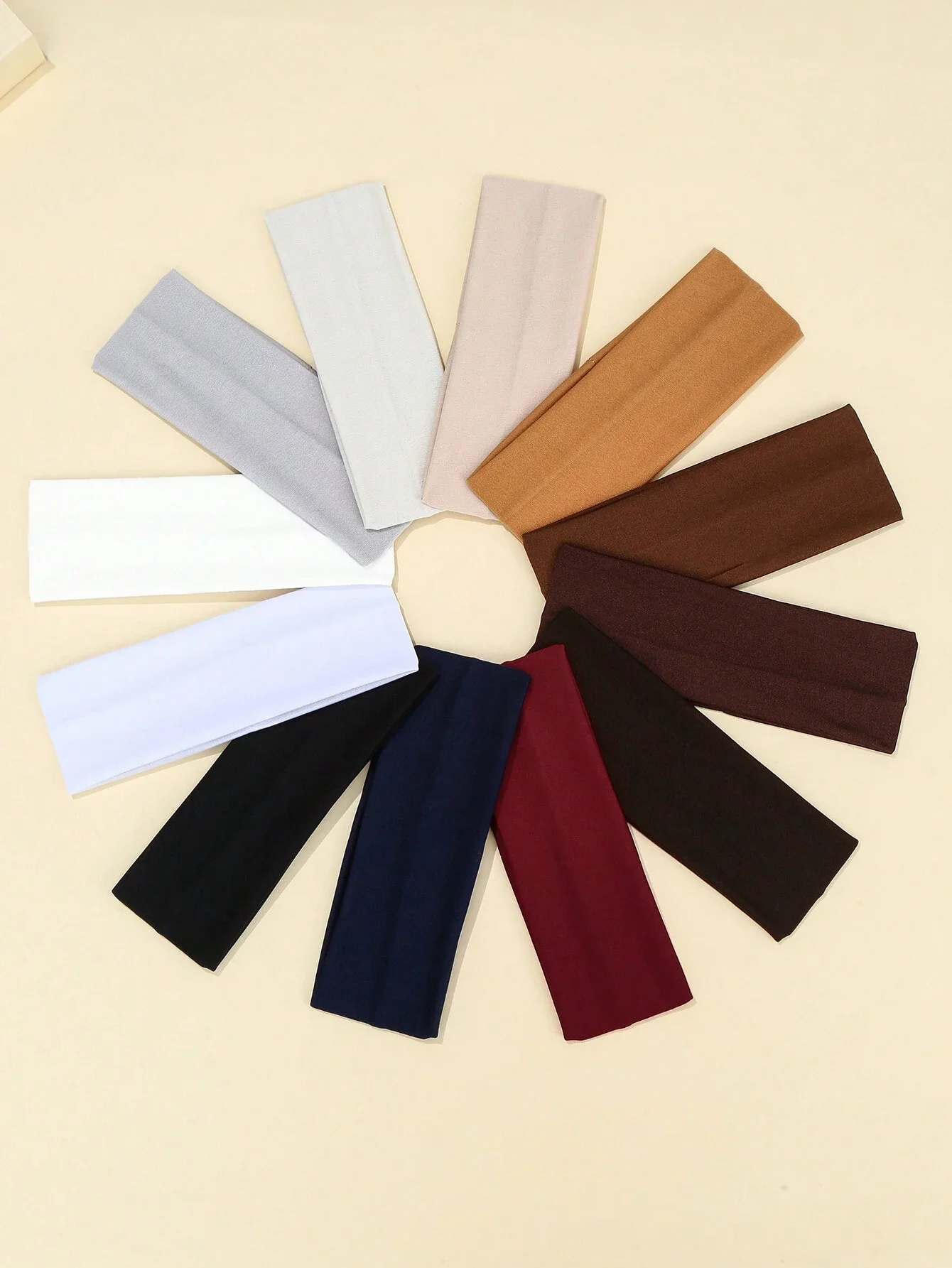 

12 шт. однотонных модных повязок на голову, повседневных тюрбанов, повязок для волос, повязок от пота