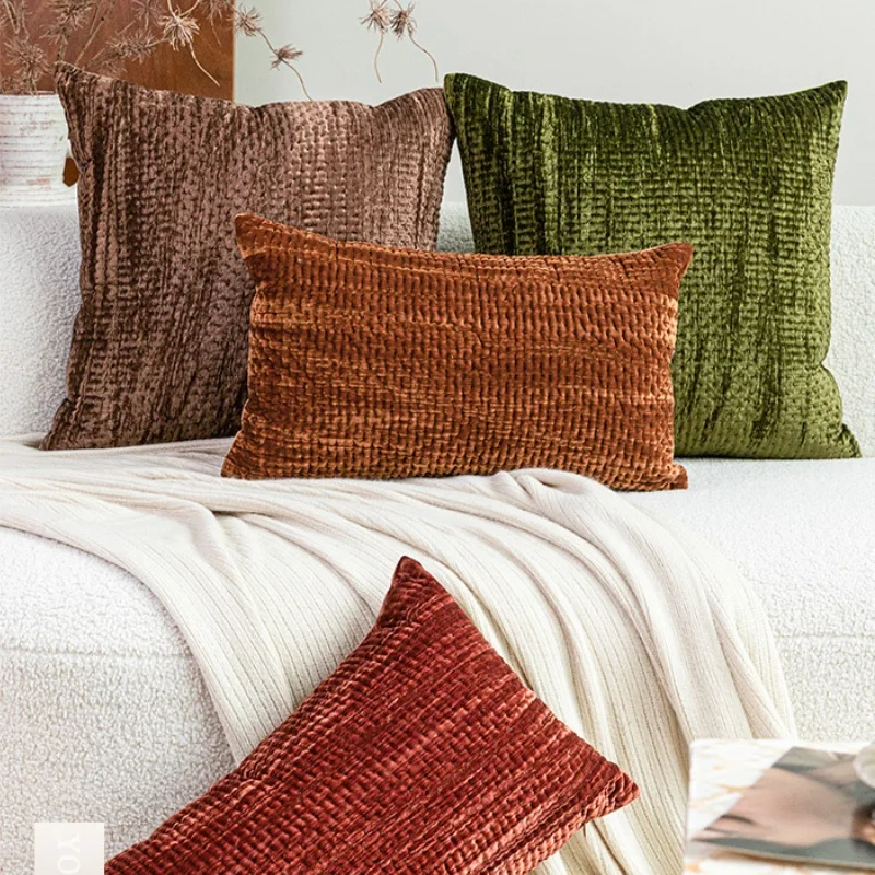 Luxury Velvet Pillow Retro Texture Dots Cushion Case Square 50x50 Decorative Pillow Cover For Sofa Chair Home Decorations