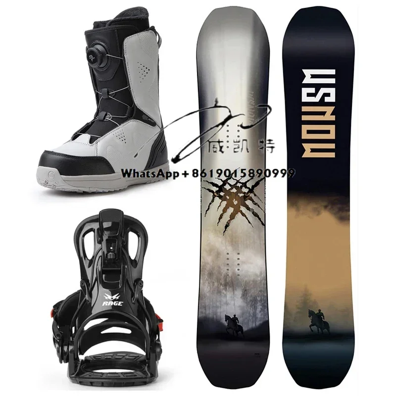 

2025 New Design Wooden Core Board Carbon Fiber Rocker and Hybrid Tilt Snowboard with Retainer Custom Logo Printing