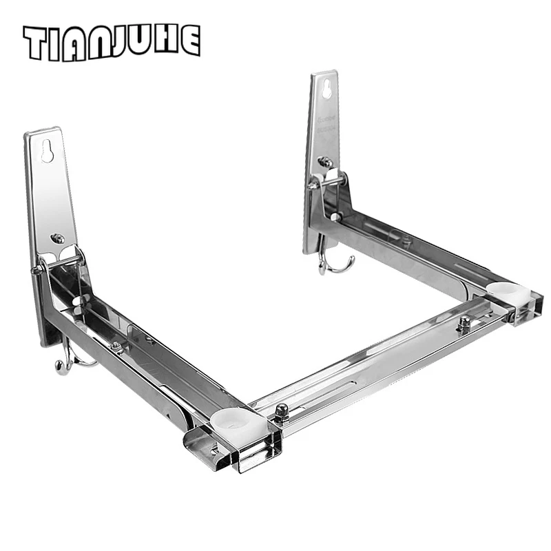 Universal Stainless Steel Microwave Mount Bracket Support Frame Steel Foldable Stretch Shelf Rack Microwave Oven Wall Mount