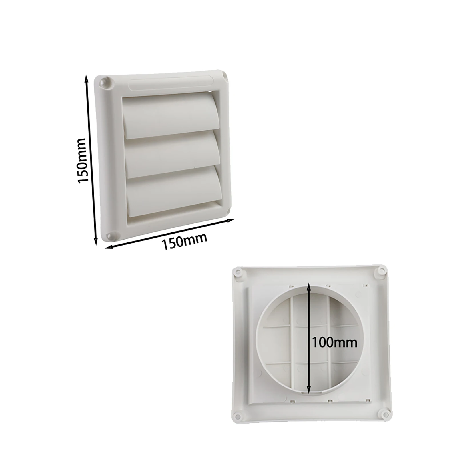 External Wall Ventilation Grill with Gravity Flaps and Automatic Closure for Exhaust Systems and Airflow Regulation
