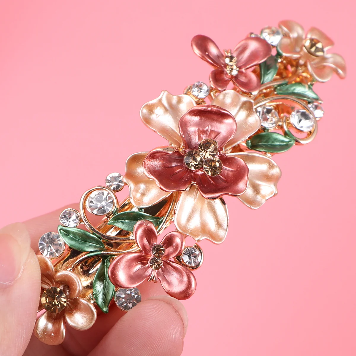 

4pcs Rhinestone Plum Clips Women Decorative Metal Barrettes Travel Party Use Blue Pink Purple Coffee