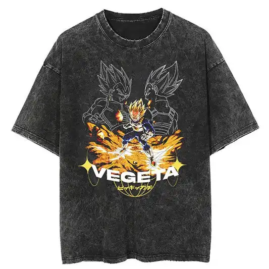 

Japanese Anime Dragon Ball Retro Washed T-shirt Men and Women Summer Harajuku Y2K Clothing Fashion Round Neck Short Sleeved Top