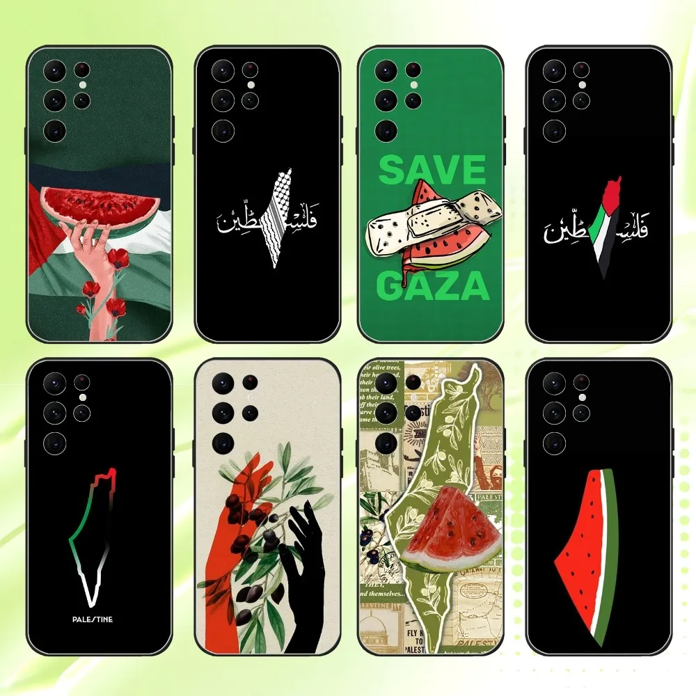 

EmbroidereS-Flag-Palestines Phone Case For Samsung S 25,24,23,22,30,21,10,9,Ultra,Plus,Lite,FE,4,5G Black Soft Case