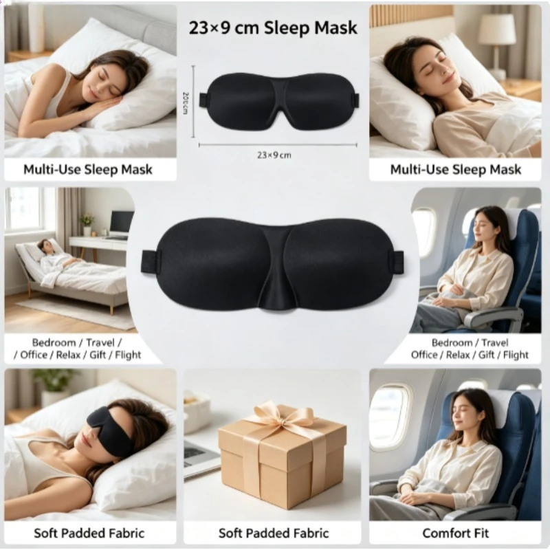 Eye Mask, Black Basic Version Light Blocking Blindfold for Nap Travel, Comfortable Shading Eye Cover To Relieve Eye Fatigue