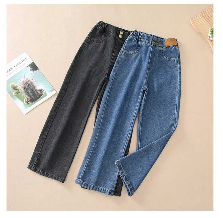 Retro-Isolierte Jeans für Teenager-Mädchen, Herbst-Winter, Lässige Mode, Kinder Weite Gerade Denim-Hosen, Warme Schulhosen für Kinder – Detail 14