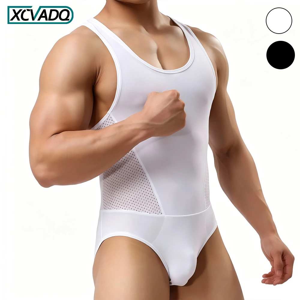 Men's Tummy Control Shapewear Tank Top, Ice Silk High Elastic Full Body Bodysuit, Slimming Fajas Para Hombres for Daily & Gym