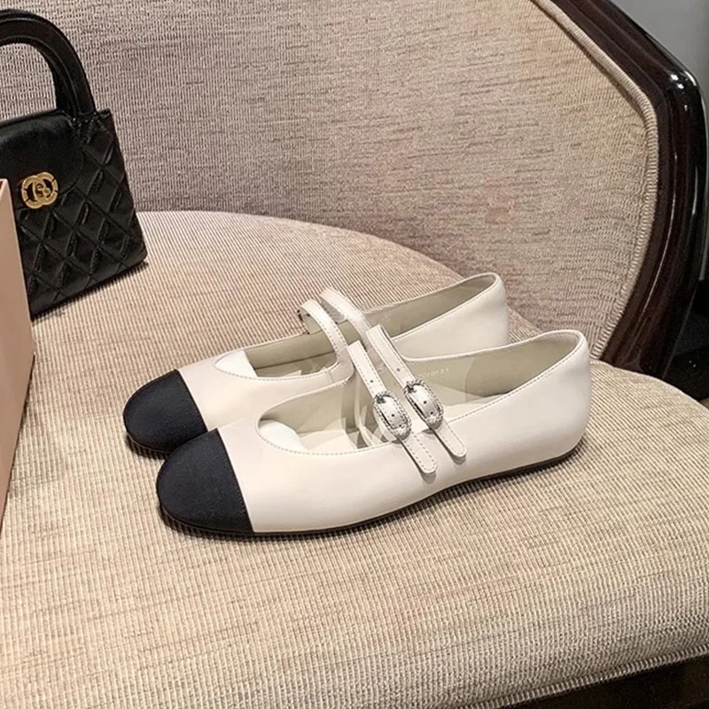 

Flat Bottom Ballet Shoes Women's Spring Summer 2026 New Mary Jane Ballet Shoes Color Block Diamond Buckle Simple Style Synthe...