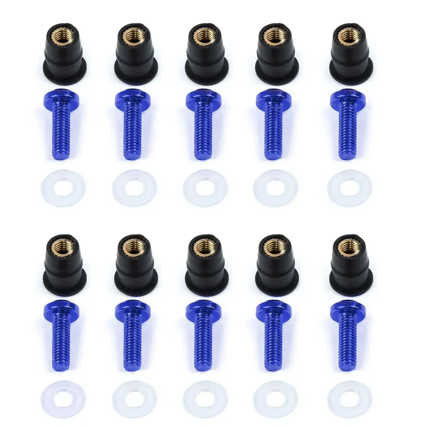 10pcs /Set M5x15mm Aluminum Motorcycle Bicycle Fairing Screws Bolts Fastener Kit Body Mount for Honda, Suzuki, Yamaha,