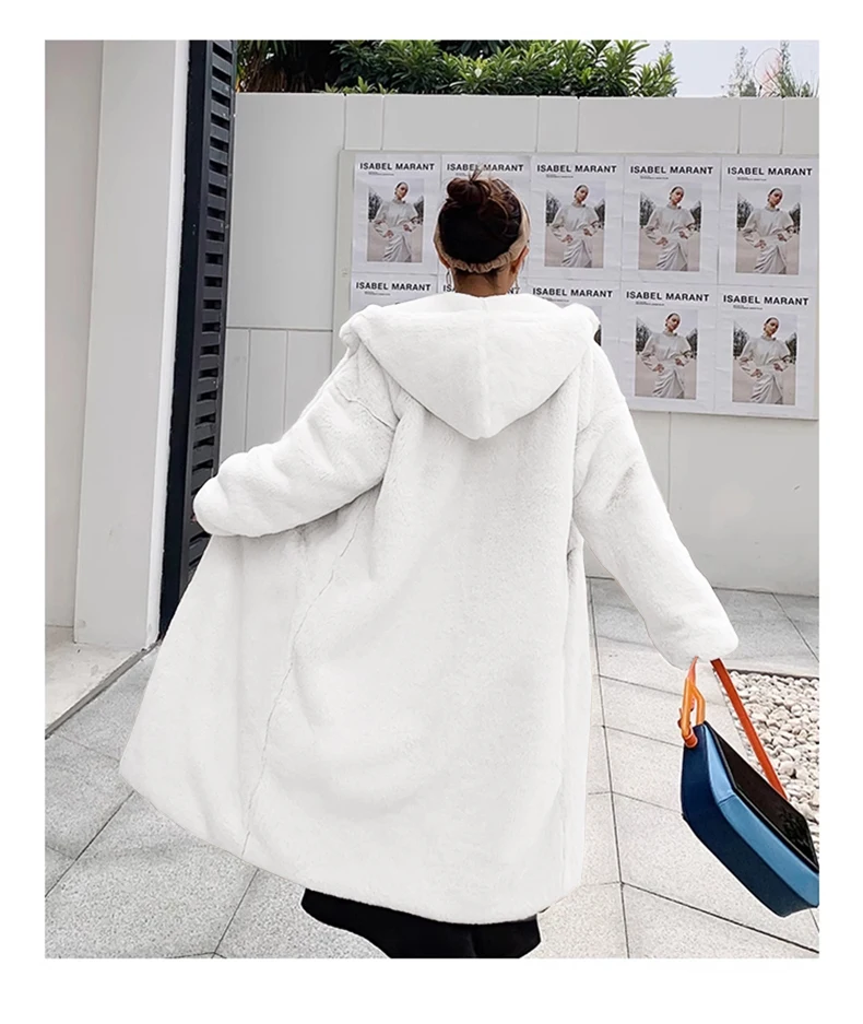 Lautaro Winter Long Loose Casual Windproof Soft Thick Warm Fluffy Green Black Faux Fur Coat Women with Hood Furry Overcoat 2023