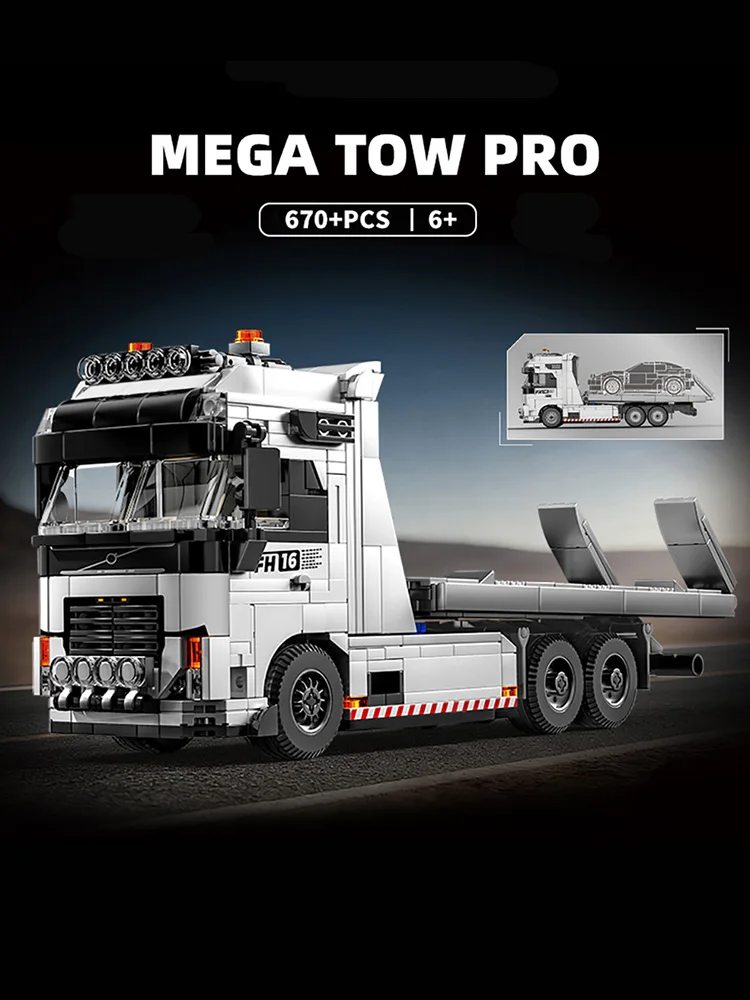 Blocs de construction de modèle de remorque FH16, 670 pièces, haute technologie, MOC, voitures de sport techniques, camion tracteur, jouets pour enfants, cadeaux pour garçons