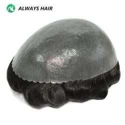 OS28 -Clrearance Sales  Knots Skin Toupee 0.12-0.14mm Hair Patches For Men 130% Hair Density Men's Capillary Prothesis Wig