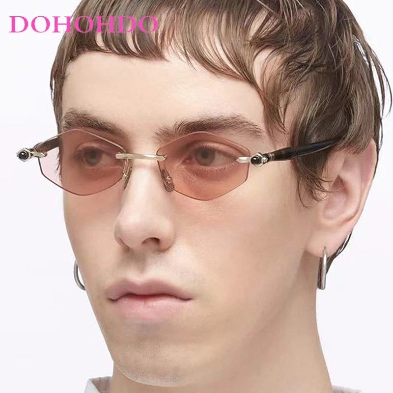 

Trend Vintage Rimless Small Polygonal Women Sunglasses Fashion Luxury Design Men Sunglass Summer Traveling Female Eyewear UV400