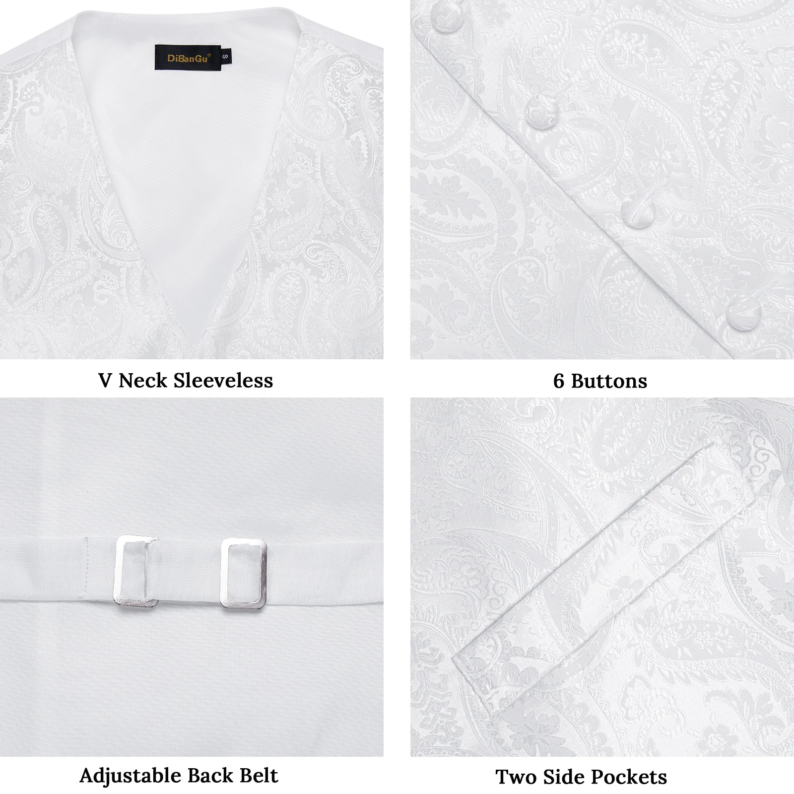 Luxus kleid weiß Paisley Hochzeits weste für Mann Anzug Mode Männer Business Smoking Weste Westen Anzug Krawatte Set Chaleco Hombre – Detail 9