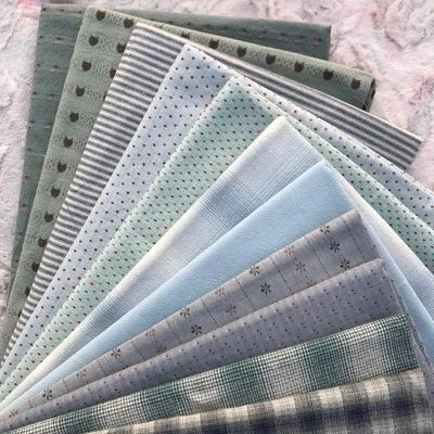 23x33cm 14Piece polychromatic the cheapest Japanese first dye washed fabric stitching dol DIY fabric plaid cotton doll cloth