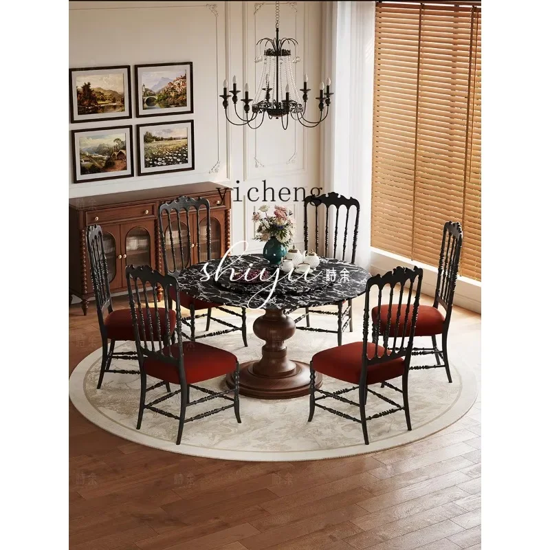DSA  dining table white oak dining table and chairs combination light retro style medieval luxury stone round dining table