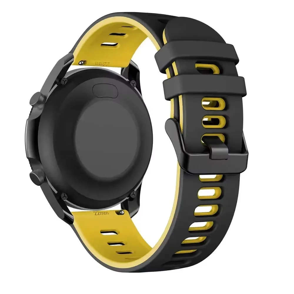 Flat Head Two Tone Silicone Band 20mm 22mm for Samsung Galaxy Watch Huawei GT Amazfit GTR GTS Bip Quick Release Sport Breathable