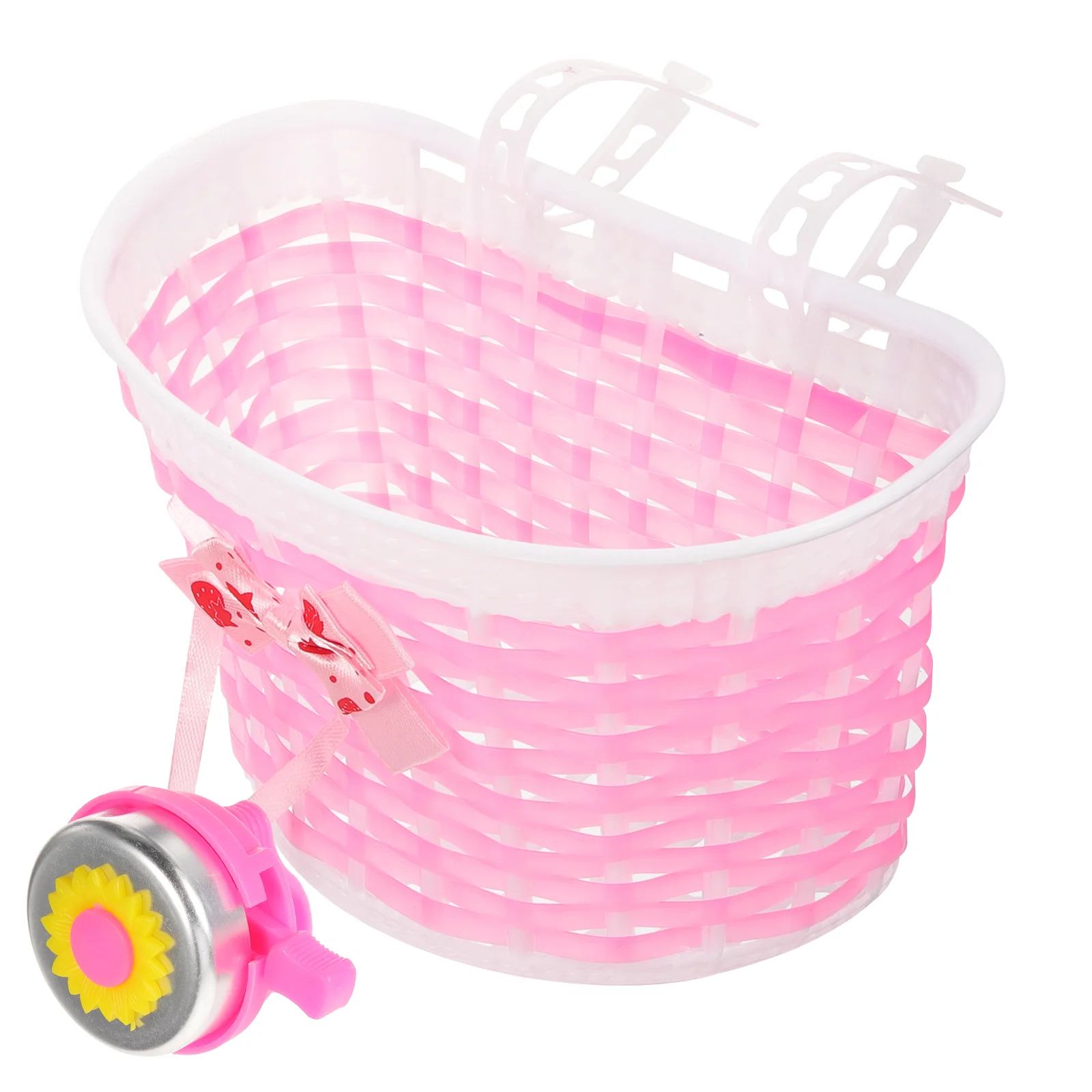 

Bicycle Bell Children's and Scooter Woven Basket Baby (1 Pink + Bell) 2pcs Bike Cute Mountain Thicken Detachable