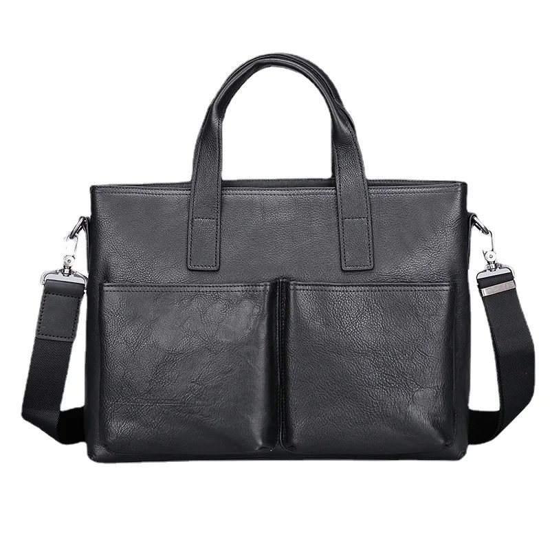 Valigette da uomo in vera pelle Borsa da computer da lavoro in pelle bovina con strato superiore portatile Borsa a tracolla retrò