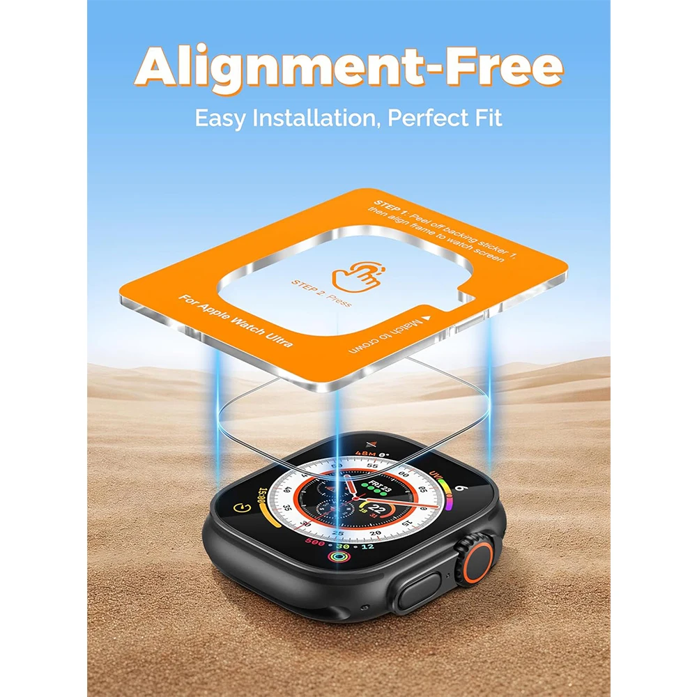 3PCS Auto Alignment Tempered Glass Screen Protector For Apple Watch Ultra 3 2 1 49MM 49 MM Protective Flim Cover Accessories
