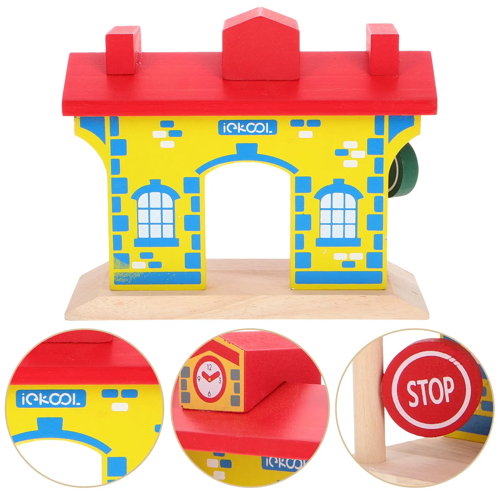 

Wood Railway Station Barrier Set Fine Crafted Pretend Play for Kids Train Track Scenes Interactive Learning Rail Road