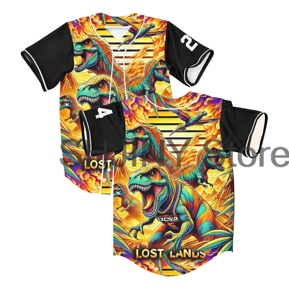 Excision Lost Lands 2024 Rave Baseball Jersey For Edm Festival Short Sleeve Button-up Shirts Women Men Streetwear Tops