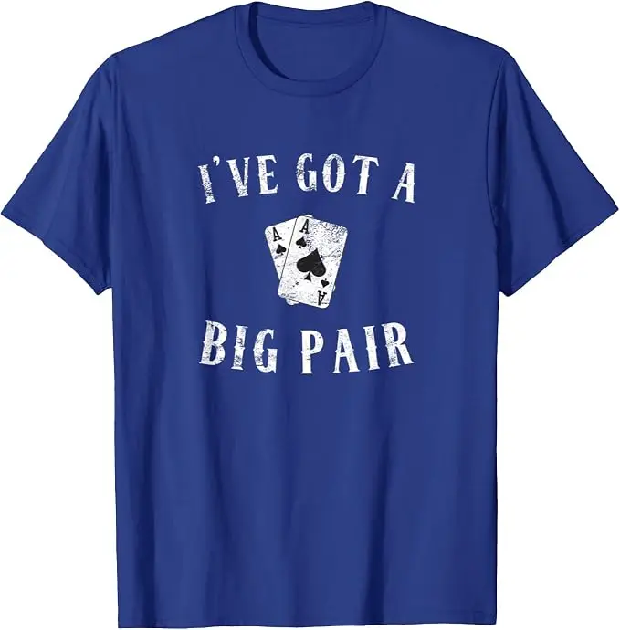 Poker-T-Shirt mit Aufschrift „I've Got A Big Pair“ – Lustiges Casino-Karten-T-Shirt für Väter mit zwei Kindern – Y2K Poker-Star Grafik Herrenmode Spruch-T-Shirt – Persönlichkeit – Detail 12