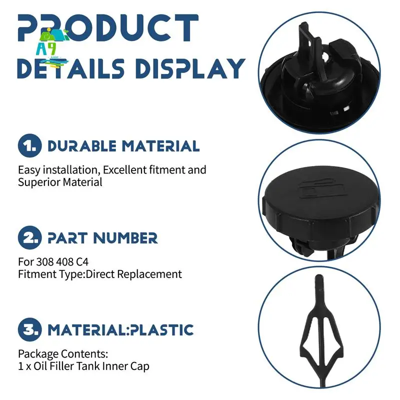 

A09E-Car Oil Fuel Filter Fuel Tank Cap Gas Tank Cap Inner Fuel Tank Cover For 308 408 For Citroen C4