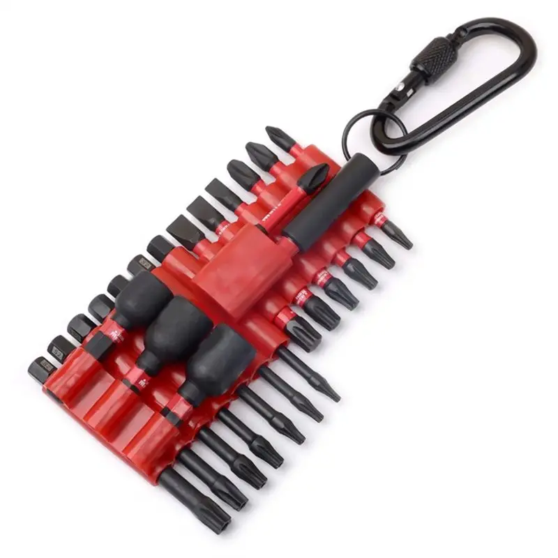 【Electronic-Accessories】Impact Screwdriver-Bit Set Of 24Pcs With Organizer Sleeve 1Pc Bit Holder Magnetic Mixed Torx Cross Flat