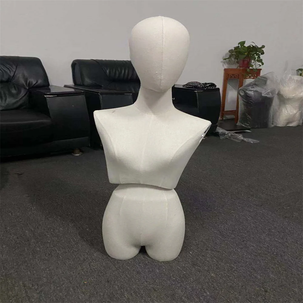 

Half Sewing Female Head Cloth Mannequin, No Hand with Base, Wedding Twist Split Women Model, D404