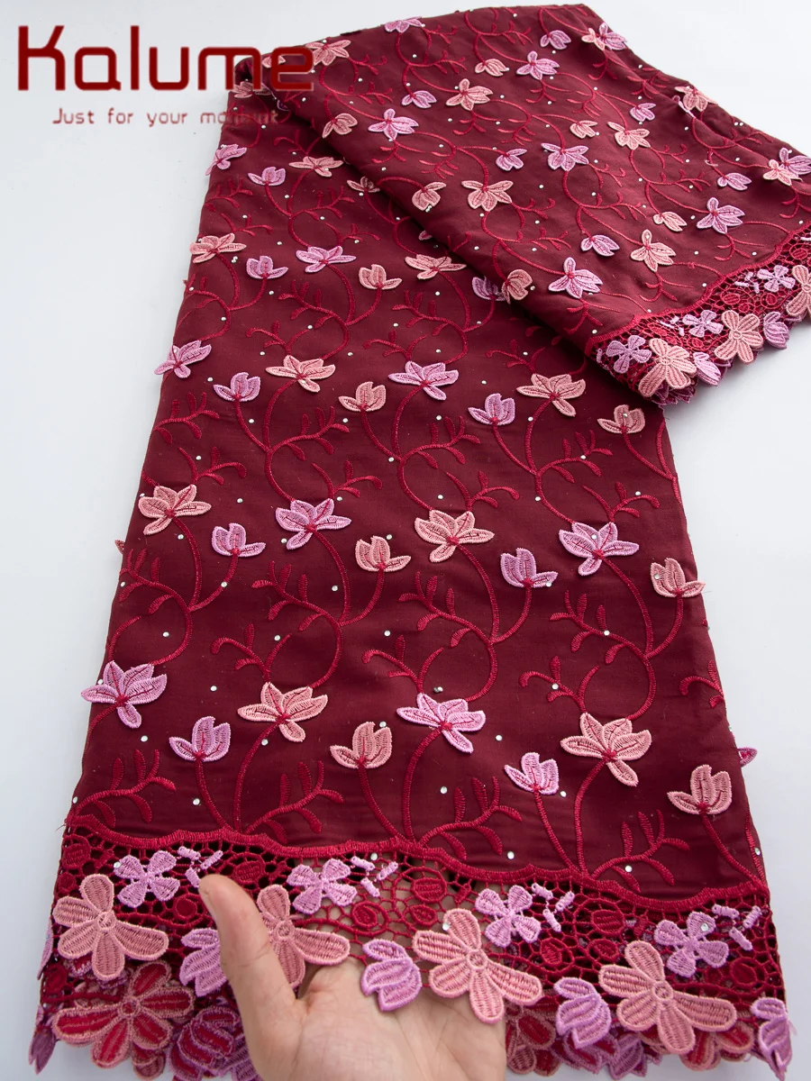 

Kalume Swiss Voile Lace In Switzerland With Stones African Nigerian Dry Lace Fabrics 2026 High Quality Cotton Lace Fabric Sew