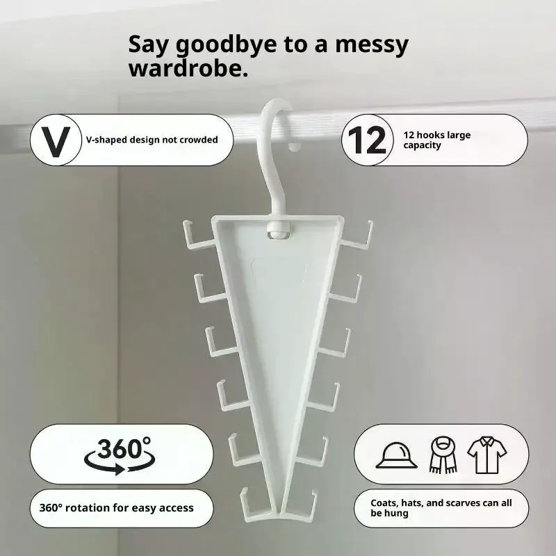V-Shape Multi Hook Closet Hanger Organizer 12 Hooks Space Saving Wardrobe Clothes Hanger For Storage Efficiency